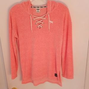 PINK towel material pink hoodie